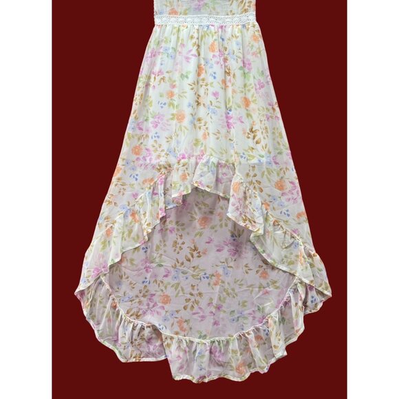 Rue 21 - Women's Summer Sleeveless High Low Hem Ruffle Floral Dress - White -XXS - Picture 15 of 16